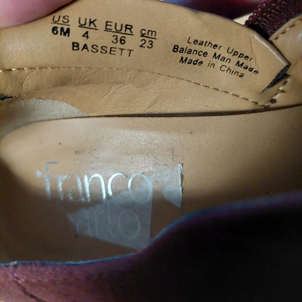 Franco Sarto Burgundy Suede Booties Size 6